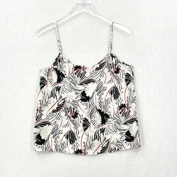 EQUIPMENT Layla Silk Print Cami Womens Small White Black Floral Leaf Print Layer - Picture 4 of 15